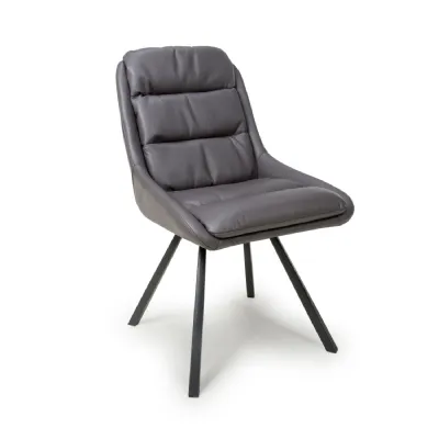 Arnhem Swivel Leather Effect Dark Grey Dining Chair