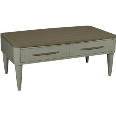 Grey 2 Drawer Coffee Table Scandi Oak Top And Handles