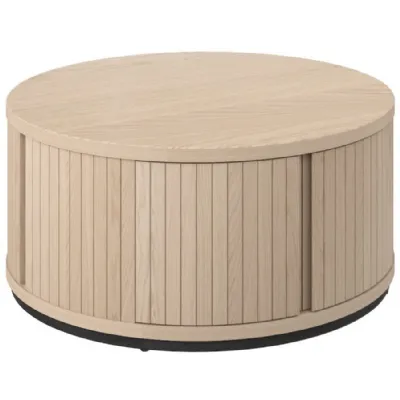 Vega Scandi Oak And Peppercorn Round Coffee Table