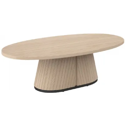 Light Oak Oval Coffee Table With Peppercorn Legs