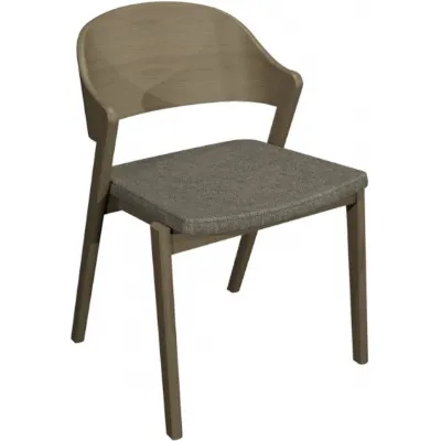 Vega Scandi Oak Ply Back Chair in Grey Fabric