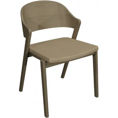 Oak Ply Carved Back Dining Chair Ivory Bonded Leather Seat