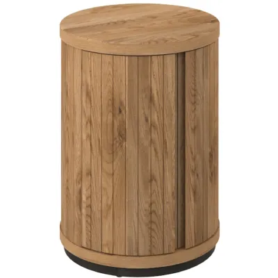 Vega Rustic Oak And Peppercorn Round Lamp Table