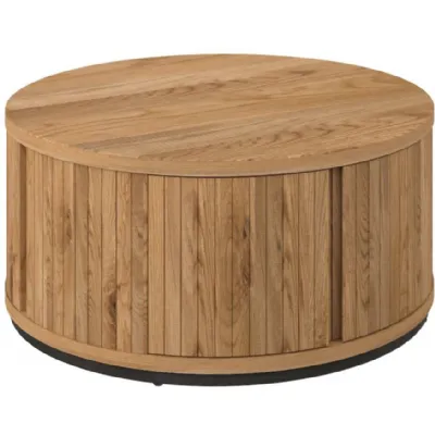 Vega Rustic Oak And Peppercorn Round Coffee Table