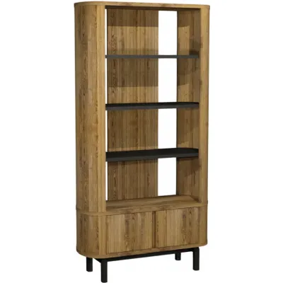 Rustic Oak And Peppercorn Open Display Shelving Unit