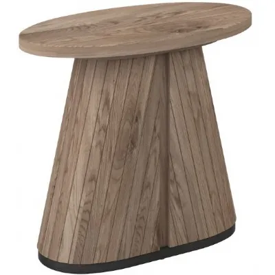 Vega Grey Oiled Oak And Peppercorn Oval Lamp Table