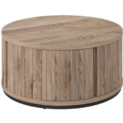 Vega Grey Oiled Oak And Peppercorn Round Coffee Table