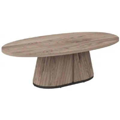 Vega Grey Oiled Oak And Peppercorn Oval Coffee Table