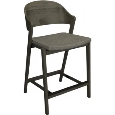 Vega Grey Oiled Oak Bar Stool in Grey Fabric Single