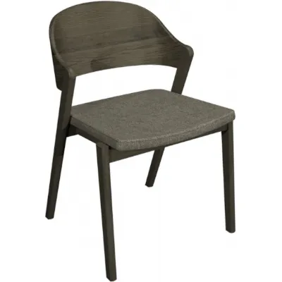 Vega Grey Oiled Oak Ply Back Chair Grey Fabric