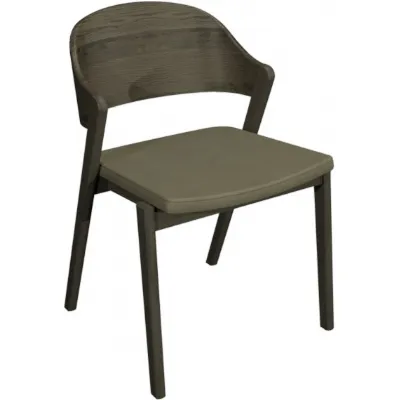 Vega Grey Oiled Oak Ply Back Chair in Grey Bonded Leather