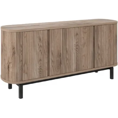 Grey Oiled Oak Wide Sideboard Peppercorn Black Legs