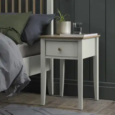 Grey Painted Oak Top Bedside Table