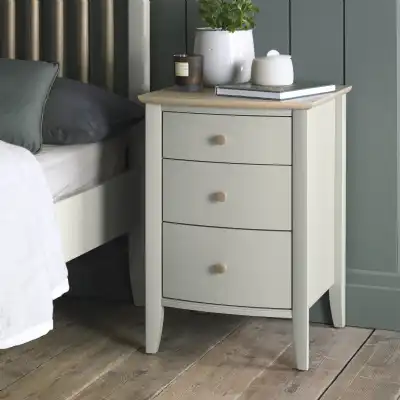 Grey Painted Oak Top 3 Drawer Bedside Chest