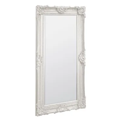 Large White Rectangular French Ornate Leaner Wall Mirror