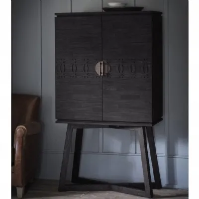 Matt Black Wooden 2 Door Cocktail Drinks Cabinet