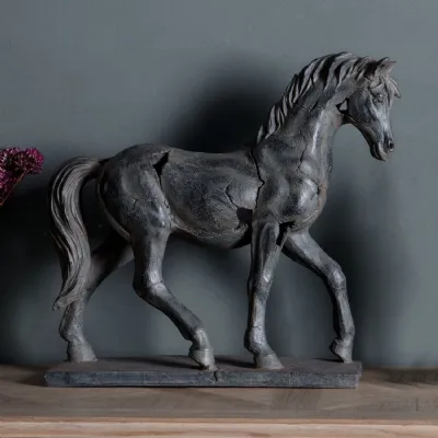 Grey Antique Distressed Horse Statue
