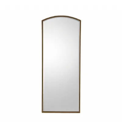 Antique Gold Large Arched Top Rectangular Leaner Wall Mirror