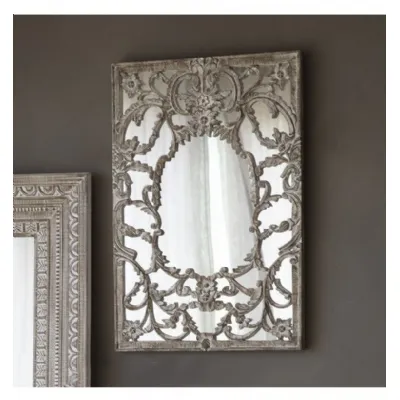 Decorative Cut Out Overlaid Wall Mirror in Washed Finish