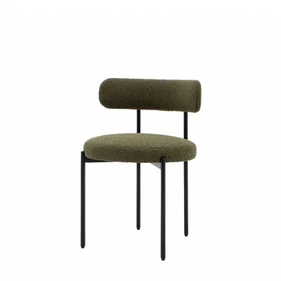 Green Fabric Dining Chair on Black Metal Legs