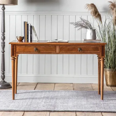 Traditional Walnut Dark Wood 2 Drawer Home Office Study Desk