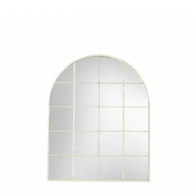 Arched Window Pane White Metal Frame Wall Mirror