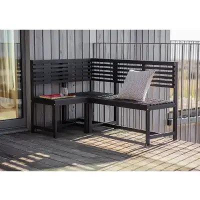 Grey Painted Wooden Balcony Seating Bench