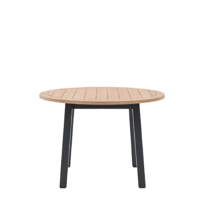 Dark Grey Painted Small Round Dining Table Planked Oak Top