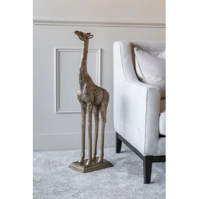 Gold Giant 92cm Tall Giraffe Sculpture on Base