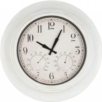 Outdoor Metal Clock with Temperature and Humidity White 53.3cm