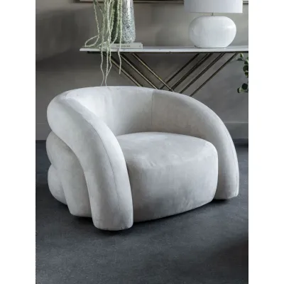Cream Fabric Upholstered Curved Snug Chair