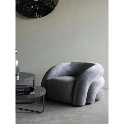Grey Fabric Upholstered Curved Snug Chair