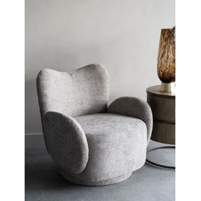 Mink Fabric Upholstered Swivel Chair