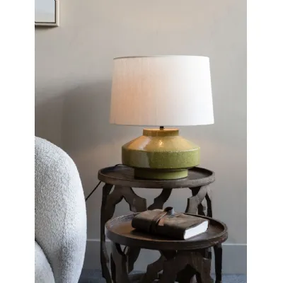 Green Terracotta Smooth Glazed Table Lamp with Shade