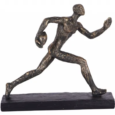 Bronze Textured Rugby Player Sports Sculpture
