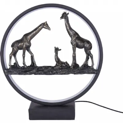 Giraffe Family Light Sculpture in Bronze Finish LED USB