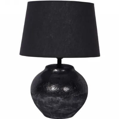 Skyline Black Terracotta Table Lamp with Shade Small
