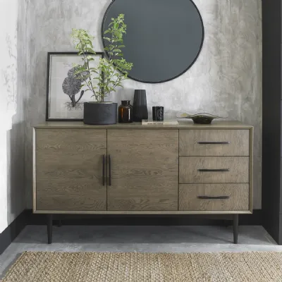 Dark Weathered Oak Sideboard with 3 Drawers