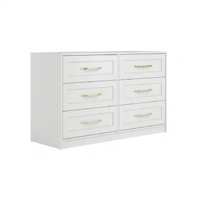 Shaker Style White Wide Chest of 6 Drawers