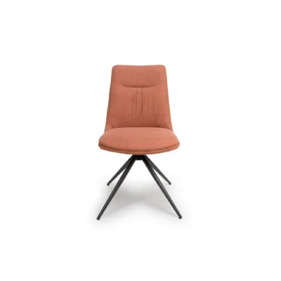 Brick Red Easy Clean Fabric Swivel Dining Chair Black Legs