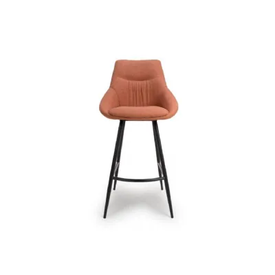 Brick Red Easy Clean Fabric Carver Bar Stool Chair Black Legs