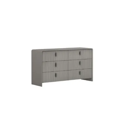 Grey Patterned Chest of 6 Drawers
