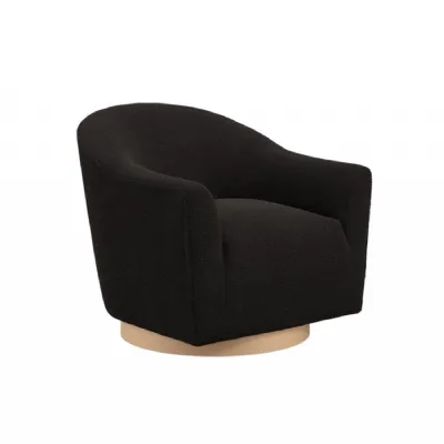 Black Fabric Club Accent Swivel Chair