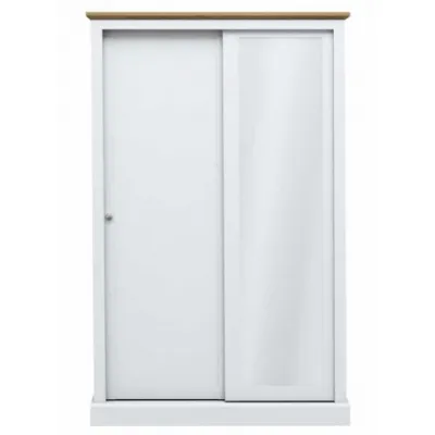 White Oak Top Sliding Mirrored 2 Door Wardrobe