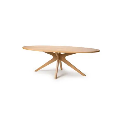 Large Light Oak Oval 200cm Dining Table Wooden Spider Legs