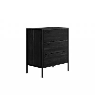 Industrial Black Wood Effect Chest of 3 Drawers