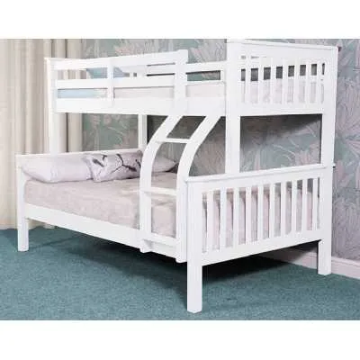 White Painted Wooden Triple Sleeper Children Kids Bunk Bed Frame Small Double