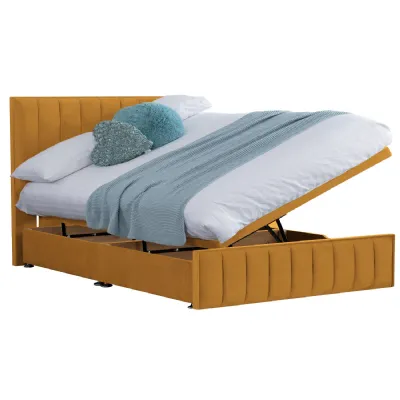 Mustard Harmony Hybrid Super King Size Fabric Bed