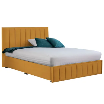 Mustard Harmony Hybrid Super King Size Fabric Bed