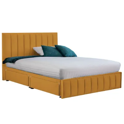 Mustard Harmony Hybrid Super King Size Fabric Bed